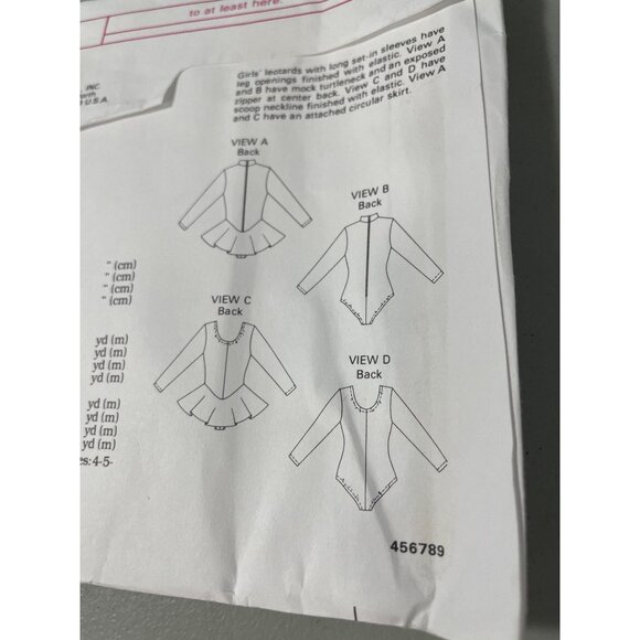 Kwik Sew 2177 Sewing Pattern Sizes 4-5-6-7 Girls Leotard Two Way Stretch NEW - Picture 4 of 7